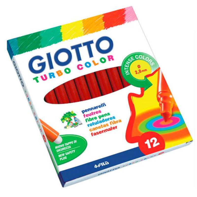 Μαρκαδόροι Giotto Turbo Maxi 12τεμ μονόχρωμοι - Κόκκινο