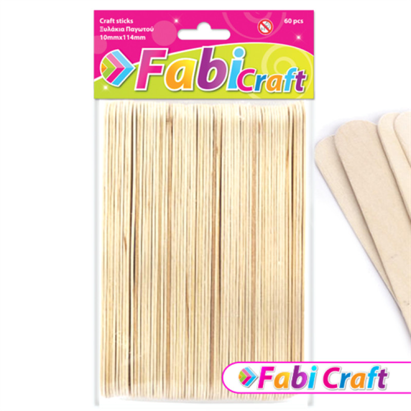 Ξυλάκια Παγωτού (Γλωσσοπίεστρα) Fabi 114x10mm 60τεμ Φυσικό