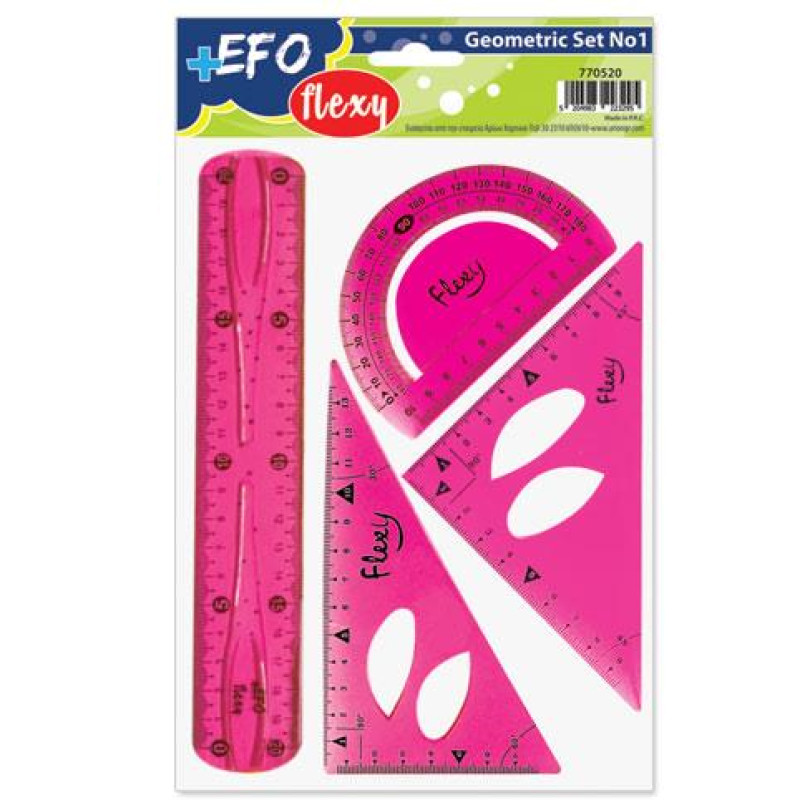 Σετ χάρακες +Efo Flexy 20cm - Φουξ