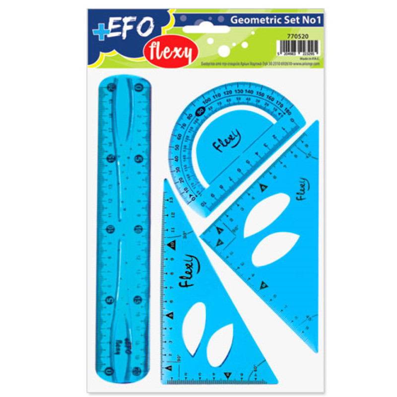 Σετ χάρακες +Efo Flexy 20cm - Γαλάζιο